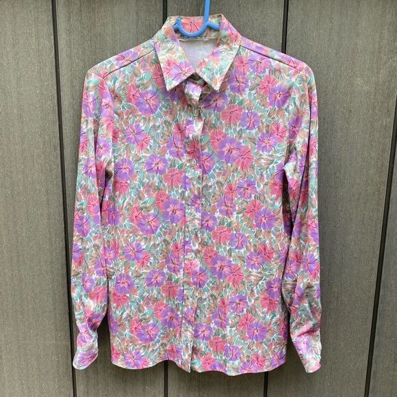 Vintage‎ Floral Polyester Blouse - Picture 5 of 6
